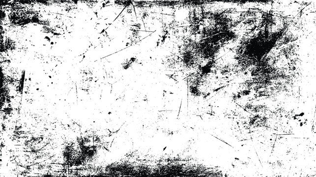 Grungy distressed texture overlay with scratches and dust. black and white isolated on white background, Vector, illustration
