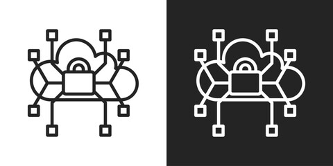 Encryption Icon In Black And White Outline Style