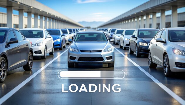 Autonomous Cars Loading Data on a Smart Highway.