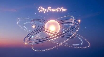 Find your inner peace with this beautiful abstract orb surrounded by sparkling light trails, perfect for wellness brands, meditation apps, and mindful living promotions