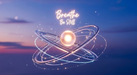 Find inner peace and tranquility with this inspiring celestial scene that encourages you to breathe and be still, evoking a sense of calm and mindfulness under a serene sky