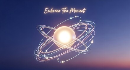 Embrace the moment with stunning glowing sphere and vibrant light trails, perfect for inspirational projects, technology concepts, or spiritual growth themes