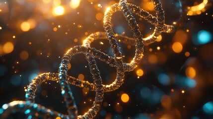 Glowing dna double helix representing genetics and science
