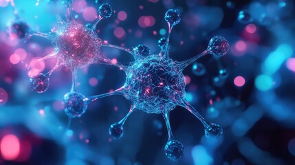 Neurons forming complex network in glowing brain concept