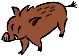 かわいい成獣のイノシシ。アイソメトリック図。