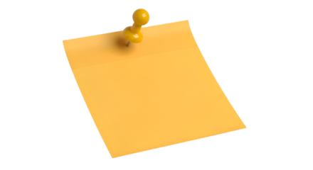 Yellow Sticky Note Pinned with Yellow Thumbtack Keywords: sticky note, paper, yellow, note