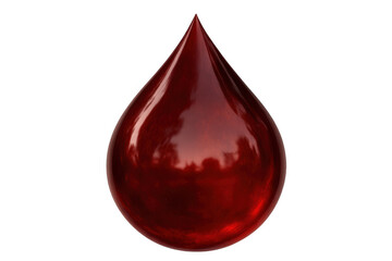 Obraz premium Blood drop rendering with glossy texture, symbolizing health, medical research, and life, transparent background