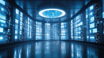 Futuristic data center storing digital big data