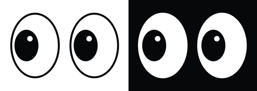 Cartoon eyes looking in opposite directions on contrasting backgrounds