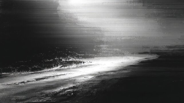 Glitch art rendering abstract digital noise landscape