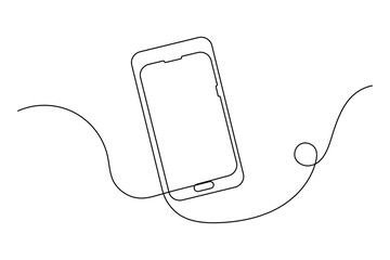 Smart mobile phone continuous one-line drawing  mobile device minimalist outline vector illustration © MstAsia