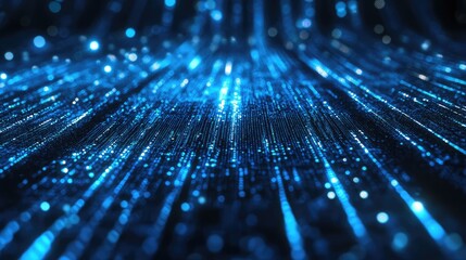 Digital data stream flowing in abstract network background