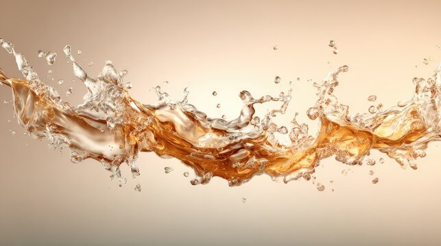 Refreshing golden liquid splashing wave abstract design