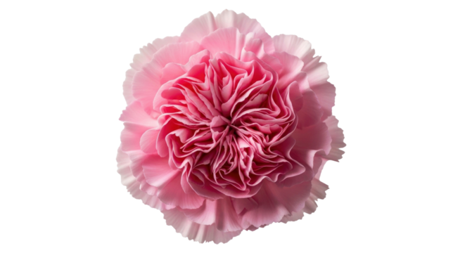 Luxurious Pink Carnation Closeup Ruffled Petals on Soft Gentle Gray Background