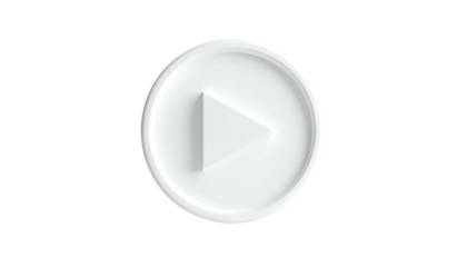 White play icon with shadow, centered against a black background