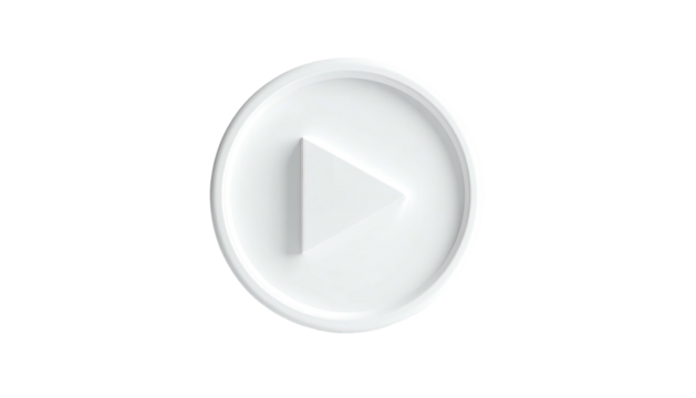 White play icon with shadow, centered against a black background - Powered by Adobe