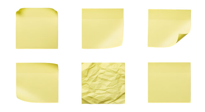 Six Yellow Sticky Notes with Different Styles post-it notes