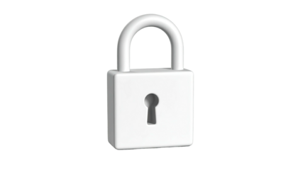 White padlock centered, keyhole, against a plain black backdrop
