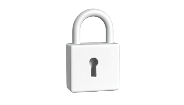 White padlock centered, keyhole, against a plain black backdrop