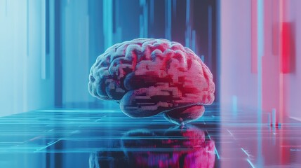 Digital brain processing artificial intelligence futuristic data