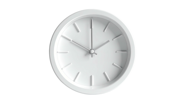 All-white analog clock showing 1009, on black background