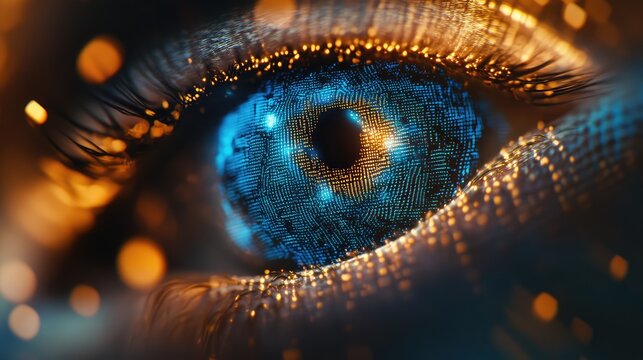 Digital eye visualizing artificial intelligence and data networks