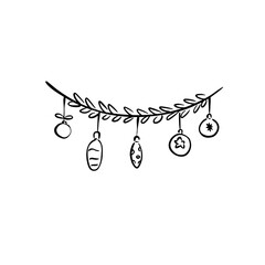 Minimalist Christmas Garland Line Art