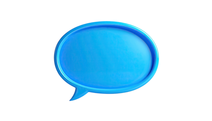 Glossy, bright blue speech bubble isolated on a black background