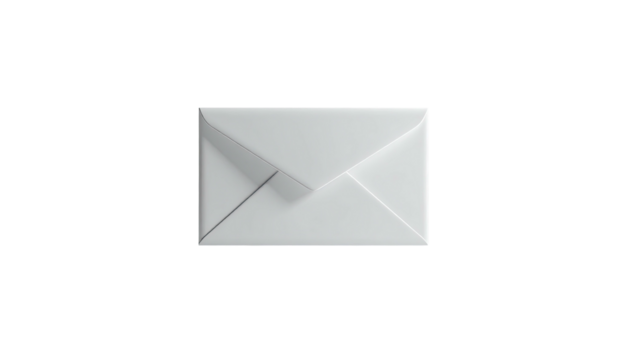 White sealed envelope centered against a stark black background