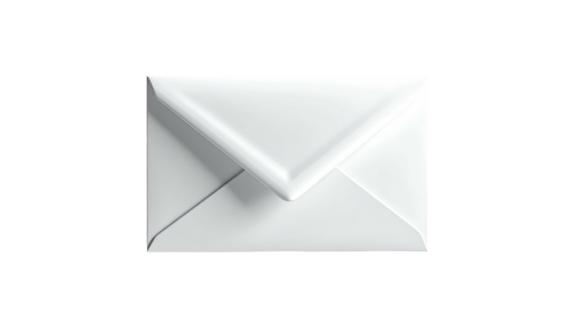 Glossy white envelope shown against a stark black background
