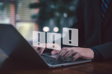 Exclamation mark. Business development ideas, Error warning, notification, maintenance, and finding...