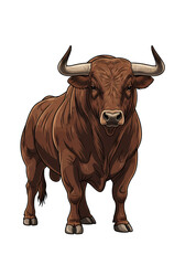 "Majestic Brown Bull – Strength and Power Illustration"
