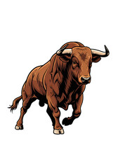 "Majestic Brown Bull – Strength and Power Illustration"
