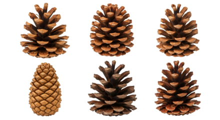 Six Pine Cones in a Grid nature forest