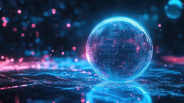 Digital sphere networking data in abstract cyber space