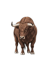 "Majestic Brown Bull – Strength and Power Illustration"

