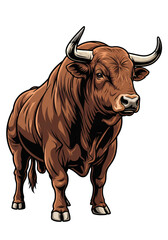 "Majestic Brown Bull – Strength and Power Illustration"
