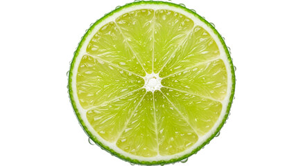 Close-up of a Juicy Lime Slice with Water Droplets