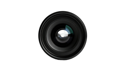 Camera lens isolated, centered with visible reflections
