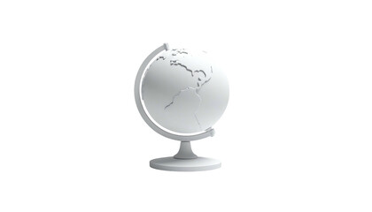 Minimalist white globe on a stand, isolated on black background