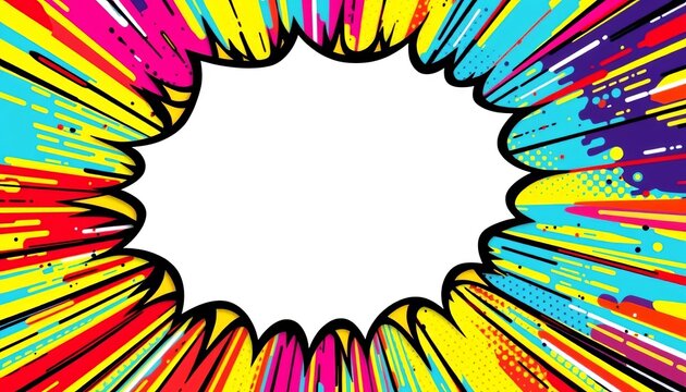 Vibrant comic book explosion background with colorful speech bubble,  background,  pop art background
