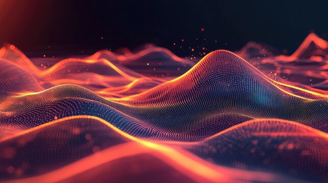Digital wave particles creating a futuristic data connection abstract background
