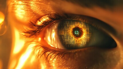 Digital eye with data stream and futuristic bionic vision