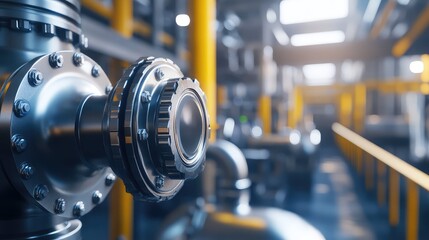 Fototapeta premium Industrial pipeline system connecting metal machinery components