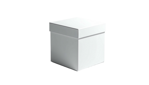 Simple white box with lid, lit against a dark background