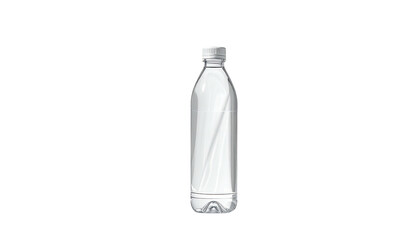 Clear plastic bottle with white cap, central on black