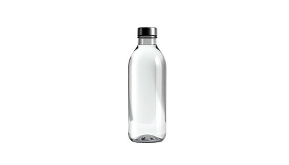 Clear bottle with black cap, central and isolated
