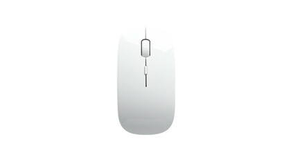 Sleek white wireless computer mouse on a stark black background