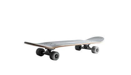 Simple grey skateboard shown angled right, isolated background