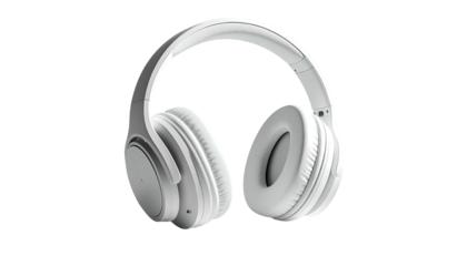White over-ear headphones isolated on black background
